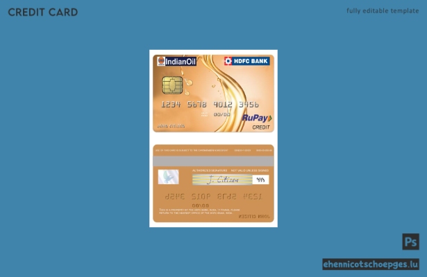 Beispielvorschau der IndianOil HDFC Bank RuPay Kreditkarte (Indien)